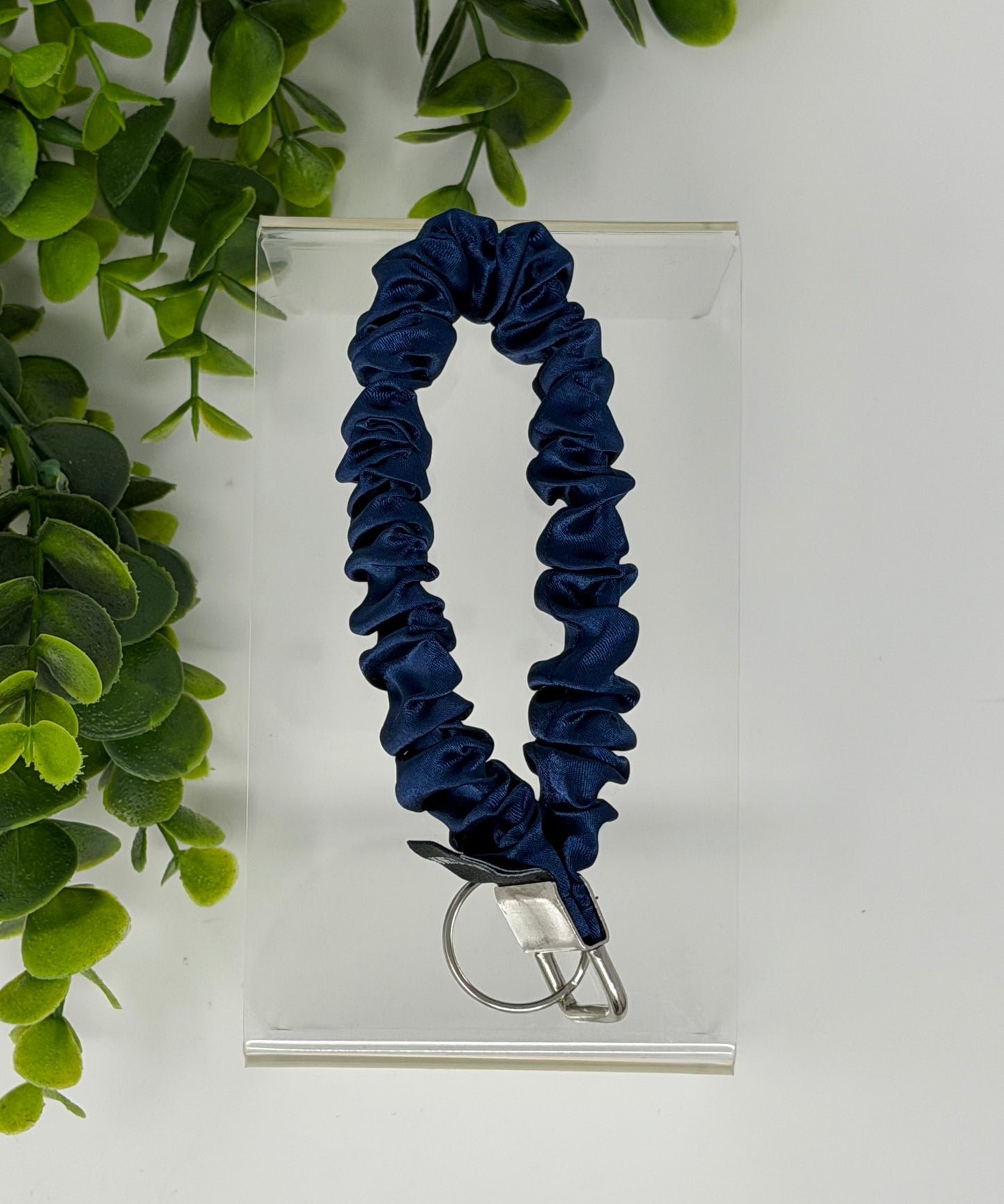 Navy Blue Satin Keychain Lanyard