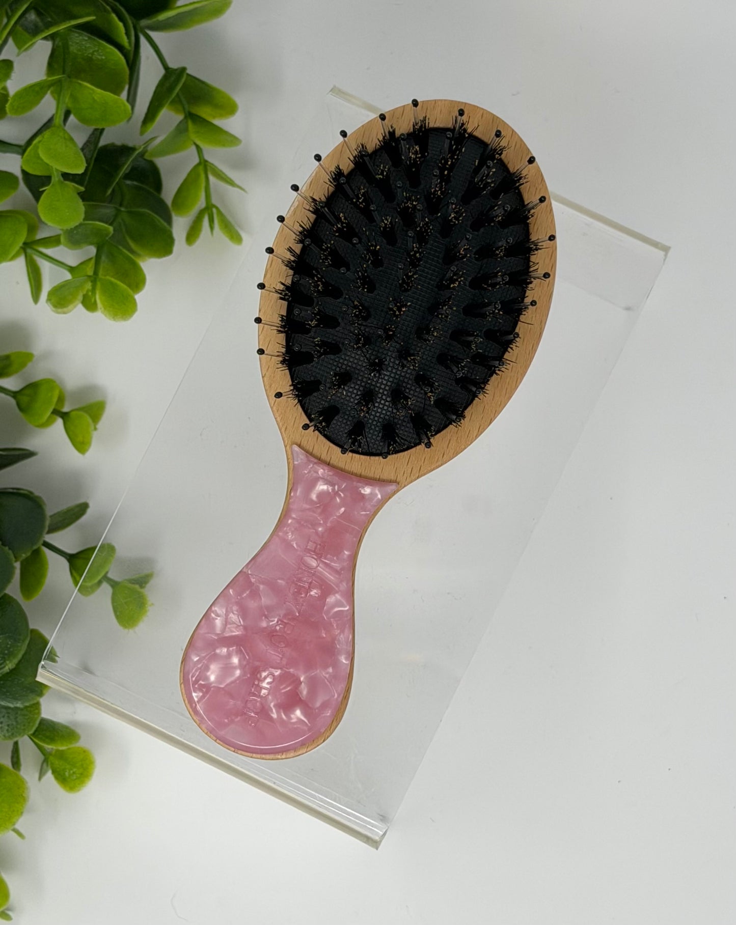 Mini Rose Quartz Boar Bristle Hair Brush