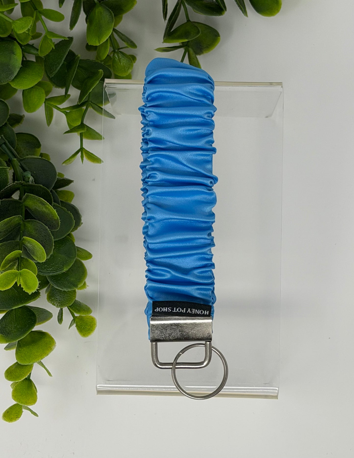Electric Blue Satin Keychain Lanyard