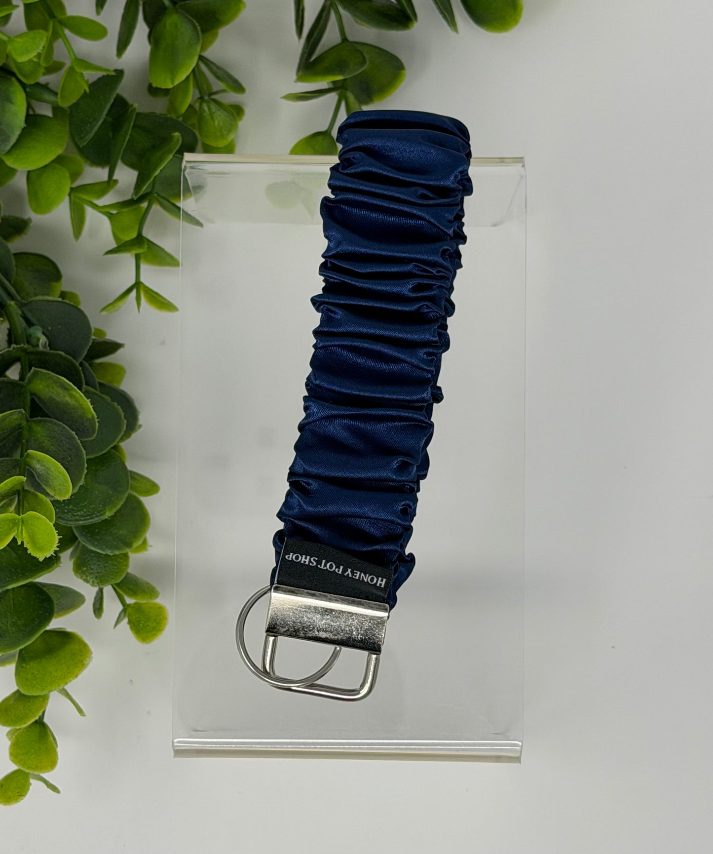 Navy Blue Satin Keychain Lanyard
