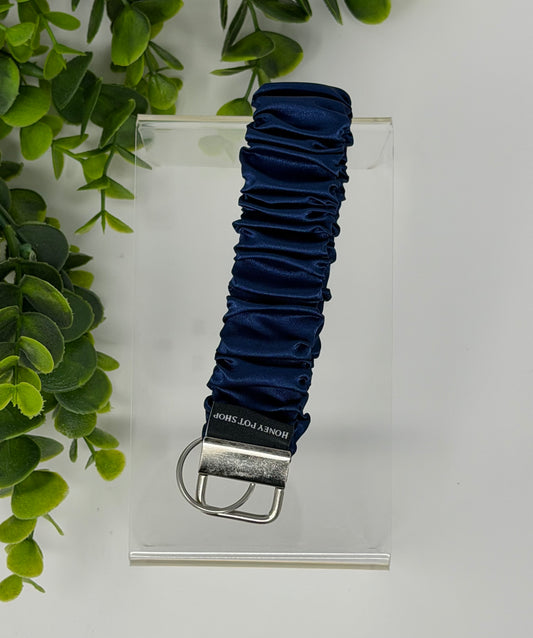 Navy Blue Satin Keychain Lanyard